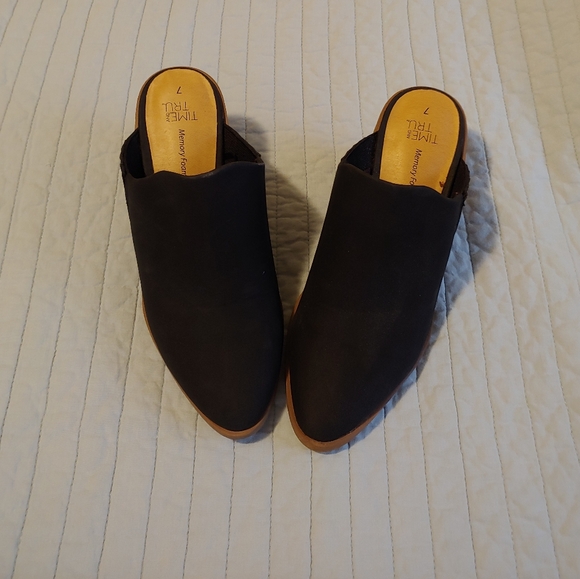 Sueded Block Heel Mules - Picture 1 of 4